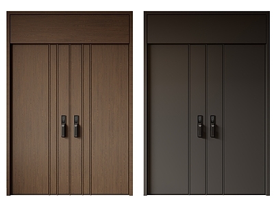 现代极简双开门 中古平开门 入户门 防盗门 通顶对开门 别墅双开大门