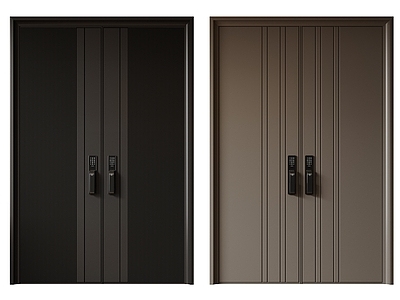 现代极简双开门 中古平开门 入户门 防盗门 通顶对开门 别墅双开大门