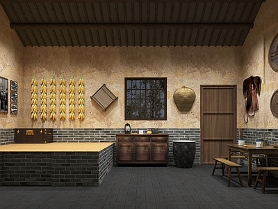 复古其他公共空间 怀旧卧室 复古房间 年代卧室 老房子记忆