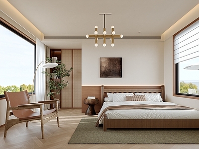 现代中古家居卧室 次卧 主卧 落地灯