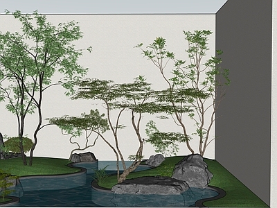 现代中式庭院小品 天井景观 庭院小品
