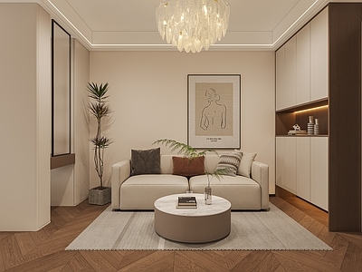 现代奶油公寓 一字型公寓