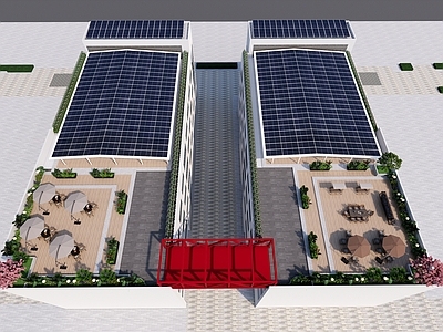 现代商业综合体景观 光伏棚 屋顶花园 休闲区 户外花园 屋顶光伏