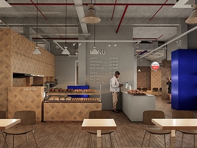 美式复古其他店铺 水泥风咖啡服装店 面包咖啡复合店 设计师集合店 设计师潮流服装店