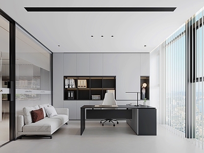 现代办公室 现代极简办公室 沙发 办公桌