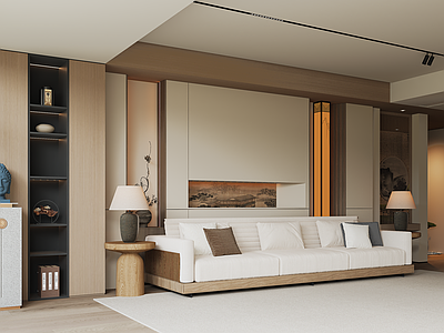 新中式背景墙 宋式沙发背景墙