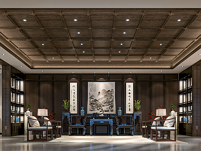 中式新中式家居客厅 自建房客厅 中式客厅 新中式客厅 中式正堂 中式厅堂