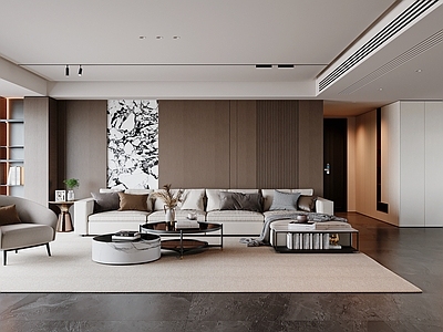 现代意式家居客厅 组合沙发 沙发背景 单人沙发 茶几