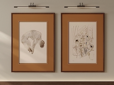 中古轻奢组合画 线条感装饰画组合 油画组合 抽象画组合 黑白挂画组合 床头背景挂画组合