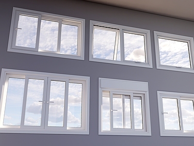 现代极简平开窗 窗户组合 平开窗 推拉窗 悬窗 飘窗