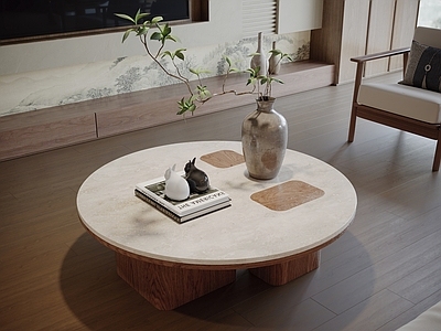 中古侘寂茶几 圆茶几 木茶几 石材茶几 客厅茶几