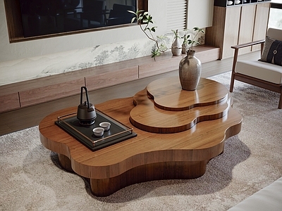 新中式中式茶几 异形茶几 木茶几 客厅茶几