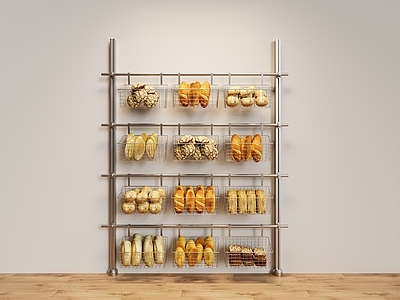 复古工业甜品面包店 面包柜面包货架 面包陈列装饰展示 金属框金属篮 货架收纳筐 面包店蛋糕店