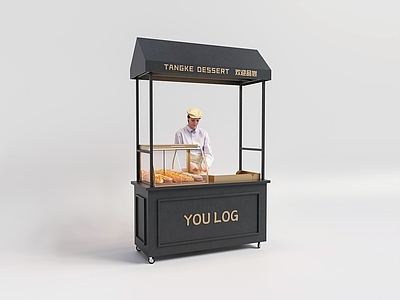 复古法式甜品面包店 面包店试吃推车 试吃台餐盘 餐车售卖车 面包店推车 蛋糕店面包店货柜
