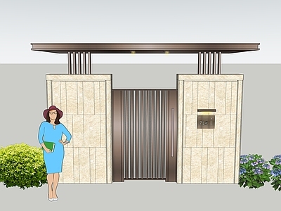 简欧别墅庭院 庭院院门 庭院门廊 新古典