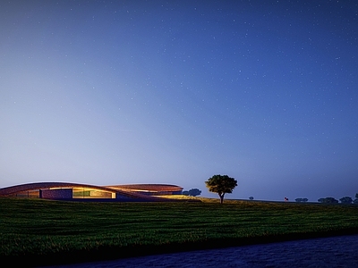 现代简约小公建 弧线建筑 覆土生态建筑 游客中心 接待建筑 曲线流动公共建筑