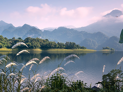 现代滨水景观 山水景观 动态花草飞鸟 滨水景观 自然景观 原生态公园
