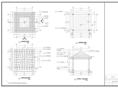 现代新中式亭子 方木亭子四方亭 四角木亭 施工图
