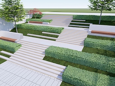 现代商业综合体景观 下沉台阶 台阶 台地广场