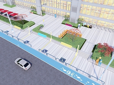 现代商业综合体景观 商业街 商业综合体 道路街边