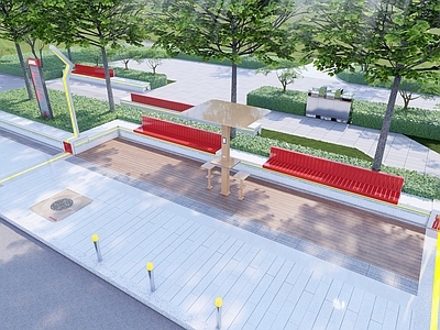 现代口袋公园 市政道路界面 街道休息空间 口袋公园