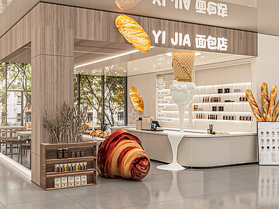 现代极简甜品面包店 网红打卡店铺吧台 咖啡店甜品店吧台 网红店面包蛋糕店 甜品奶茶艺术装置 网红咖啡奶茶店