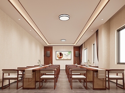 中式新中式会议室 宣教室 桌椅组合 办公会议室 培训会议室 小型会议室