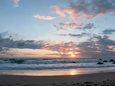 现代天空HDR 海边晚霞HDR 黄昏HDR