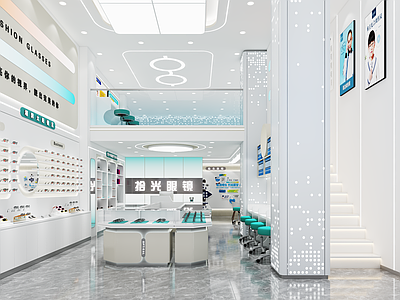 现代简约眼镜店 冲孔铝单板 精品低柜 开放高柜
