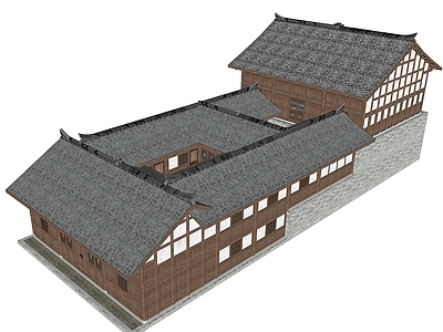 新中式中式乡村民房 中式建筑 川西 民居 木结构