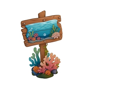 现代其他景观小品 海洋世界标牌