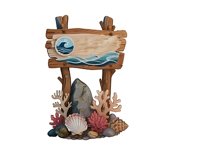 现代其他景观小品 标识牌 海洋馆标识牌