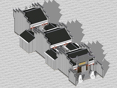 中式复古古建筑 中式 赣州 祠堂 天井
