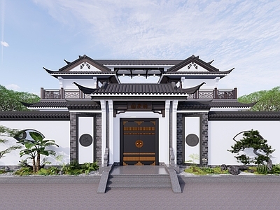 新中式中式四合院 中式合院 合院外观