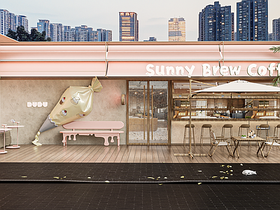 现代极简甜品面包店 奶茶店咖啡店门头 网红打卡冰淇淋店 网红甜品蛋糕店 网红打卡店铺门头 露营风餐厅门头