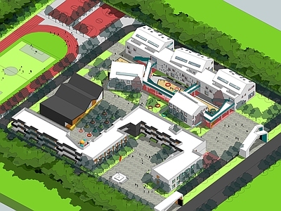 现代简约学校建筑 幼儿园 小学