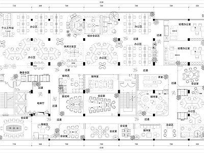 现代独立办公室 办公室设计 平面方案设计 办公家具模块 模块 施工图