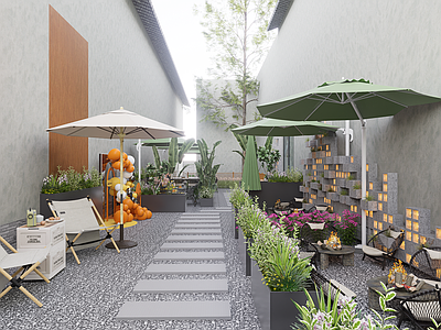 现代乡村庭院 现代咖啡庭院外摆