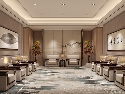 现代新中式会议室 领导会议室