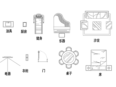 现代新中式家具图库 常用平面动态图库 施工图