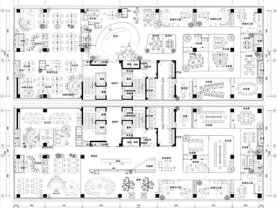 办公大堂 2000㎡办公室 整层办公设计 多功能办公场地 平面图纸 施工图