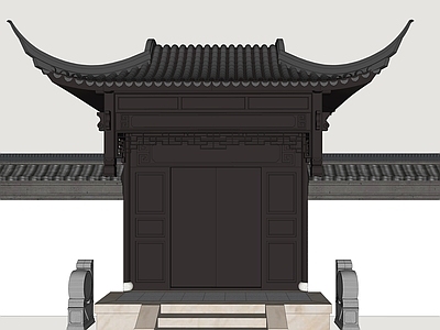 中式入口大门 中式别墅院门 别墅大门