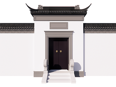 中式入口大门 中式别墅院门 别墅大门 将军门