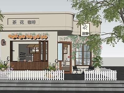 法式奶油门头 现代咖啡店门头 奶油风 田园风