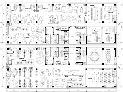 现代整体办公空间 办公总部大楼 办公平面设计 办公大楼 施工图