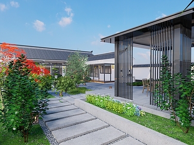 新中式中式乡村庭院 庭院景观 院子景观 小院景观