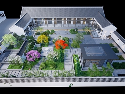 新中式中式乡村庭院 庭院 庭院景观 小院