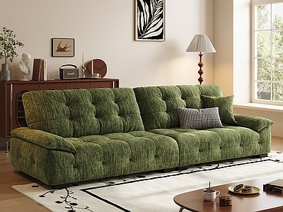 现代中古双人沙发 直排沙发