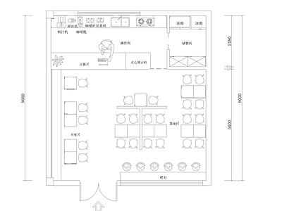 现代咖啡厅 咖啡厅平面图 施工图