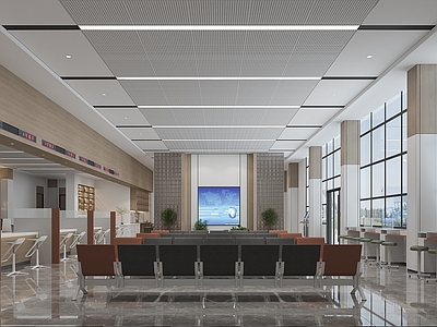 现代其他公共空间 办事大厅窗口等待